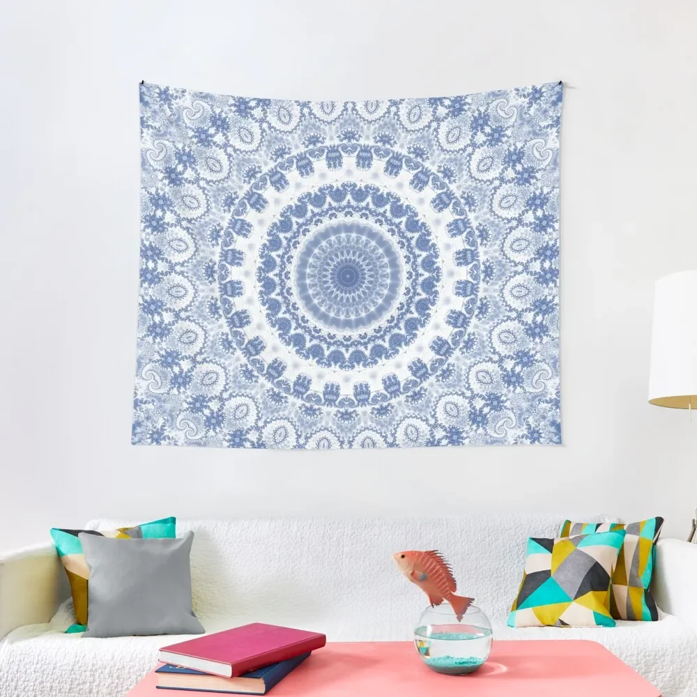 

Blue and White Fractal Mandala Tapestry Aesthetic Room Decoration Decoration Home Wall Decorations Tapestry