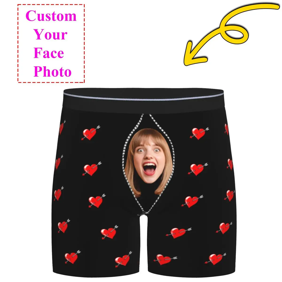 Custom Personalized Face Photo Underwear Men Boxer Briefs Shorts Panties Soft Underpants For Homme Husband Valentine's Day Gift
