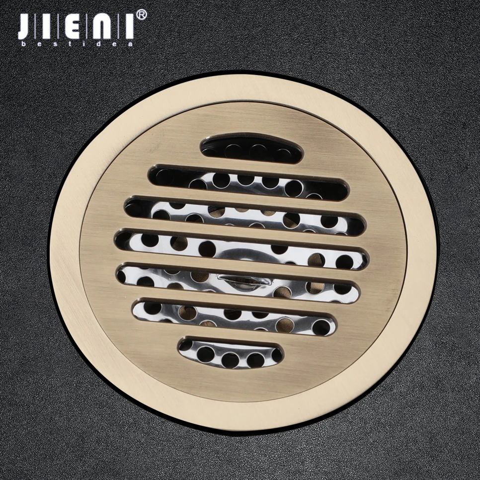 

JIENI Antique Brass Floor Drains Shower Floor Drain Bathroom Deodorant Euro 10 cm Square Floor Drain Strainer Cover Grate Waste