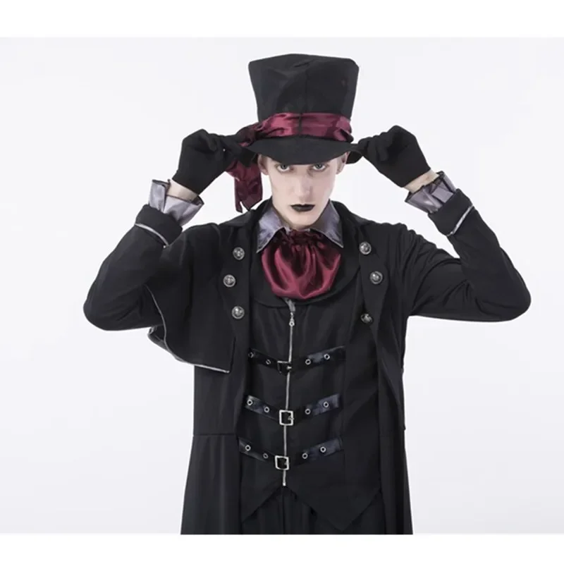 Deluxe 6Pcs/Set Gothic Halloween Sexy Witch Vampire Costume Man Womens Cosplay Party Costume For Adult Couples Clothing