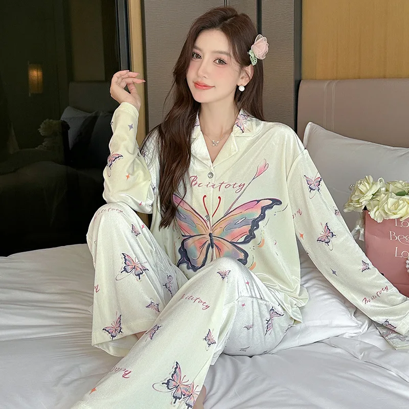 Lady Bath Robe New Arrival Night Gown Set Velvet Sleepwear Affordable Luxury Bathrobe Pajamas Homewear Set