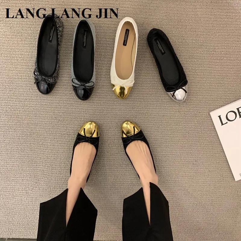 2023 Spring Flats Shoes Women Flat Ballet Bow Knot Shallow Comfortable Fashion Ballerina Female Casual Loafers Casual Moaccasins