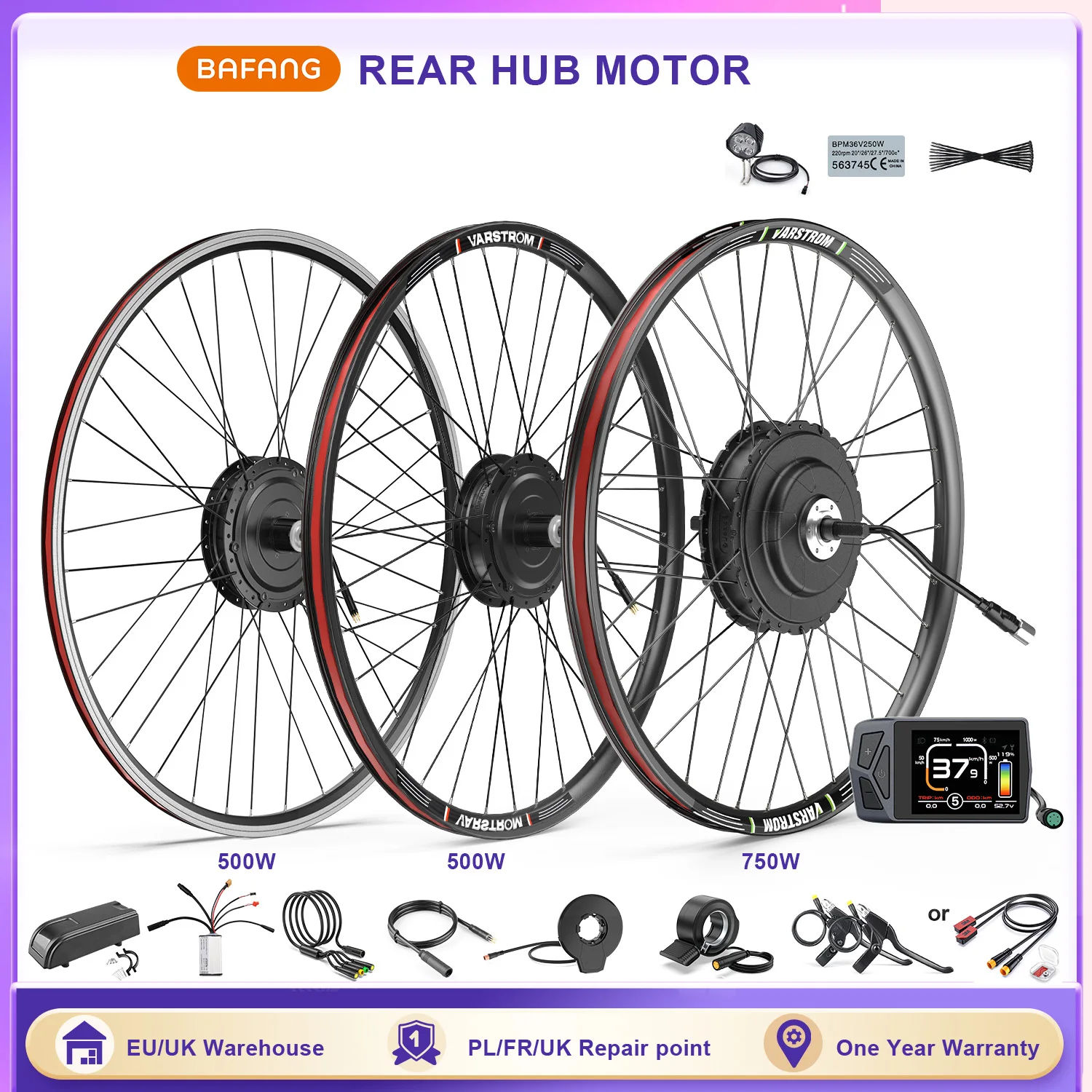 BAFANG Rear Hub Motor Conversion Kit 750W 500W Cassette Type Wheel Motor With 135-142MM Rear Drop Out Size 8Fun Ebike Engine Kit