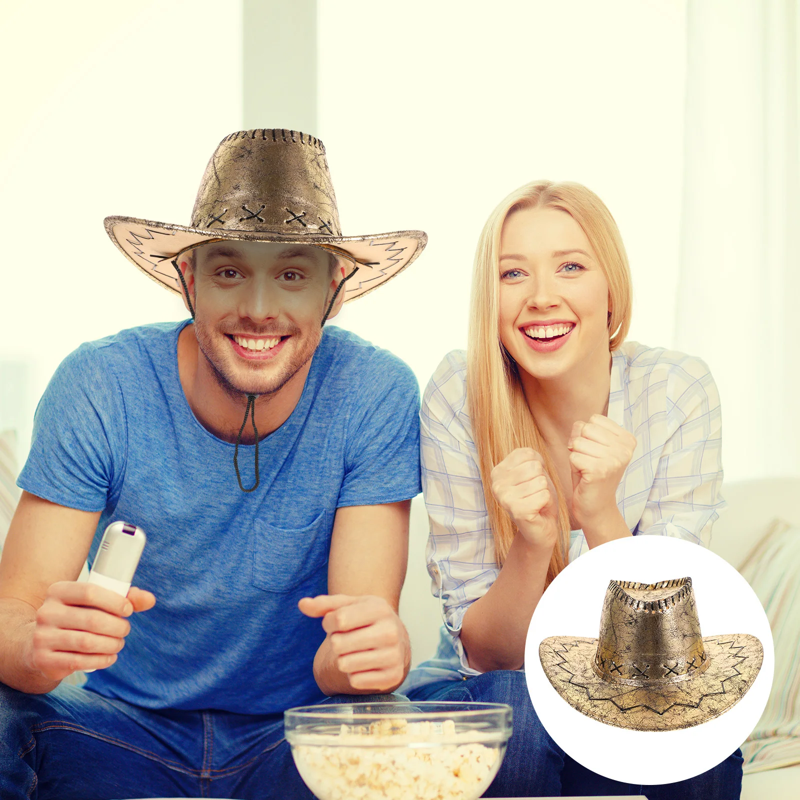 หมวกคาวบอยปลอมสไตล์ตะวันตกสำหรับงานปาร์ตี้คอสเพลย์ อุปกรณ์ประกอบการแสดง ของขวัญสำหรับผู้ชาย ผู้หญิง เทศกาล งานรื่นเริง สวยงาม