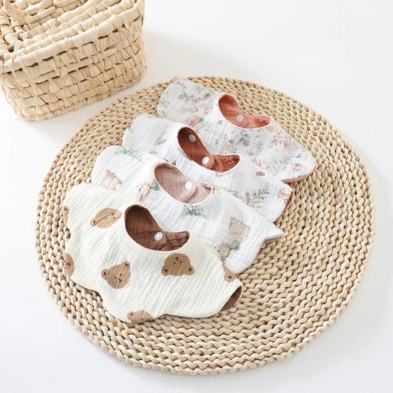 実用的な授乳よだれかけ 赤ちゃん用 吸収性よだれよだれかけ 通気性 新生児げっぷ布 口拭き布 6層綿 24BE