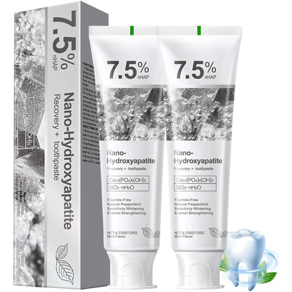 7.5% Hydroxyapatite Toothpaste, Fluoride-Free for Sensitive Teeth – Enamel Protection & Sensitivity Relief & Deep Clean, Gentle