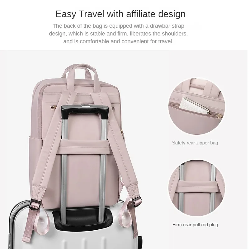 GOLF Women's Backpack Nylon Pink School Backpacks Slim Laptop Notebook Rectangular Travel Bags Zipper Waterproof Korean Popular