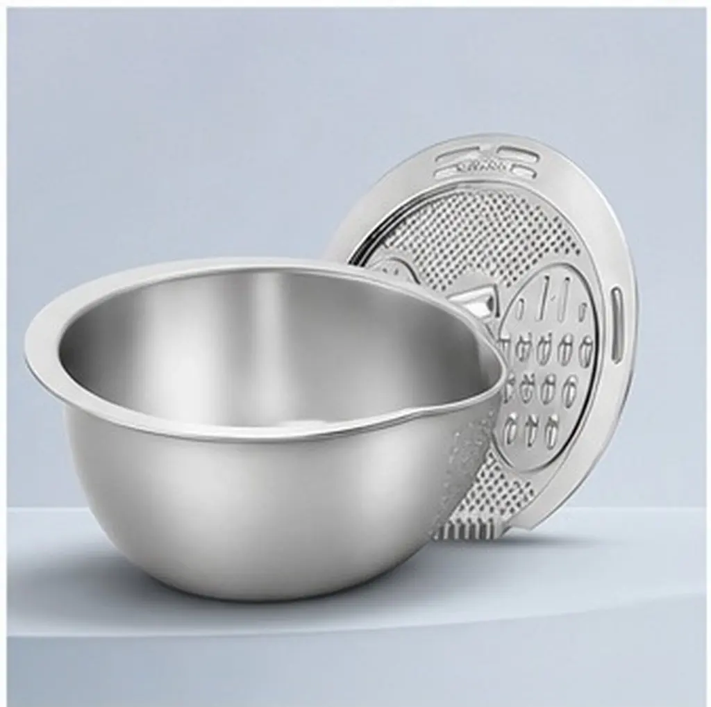 Stainless Steel Rice Washing Bowl Multi-Functional Strainer Drain Basket for Rice Fruits Vegetables Kitchen Sink Cleaner Rinse