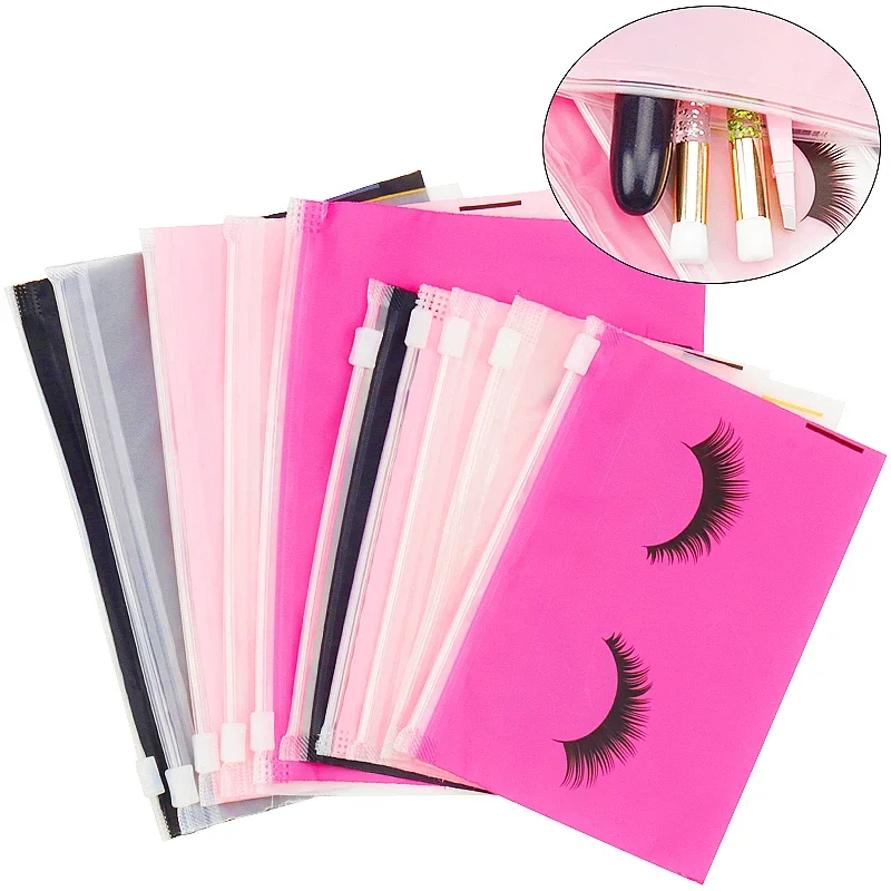 10PCS Eyelash Aftercare Drawstring Plastic Lashes Bag Toiletry Makeup Pouch Cosmetic Travel Beauty Supplies Gift Packaging