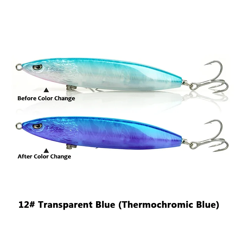 FISHANT Longying Zinkende Pencil Lure met temperatuur- en lichtkleurverandering - 80S/90S 15-28g Hard Bait voor baars en snoek