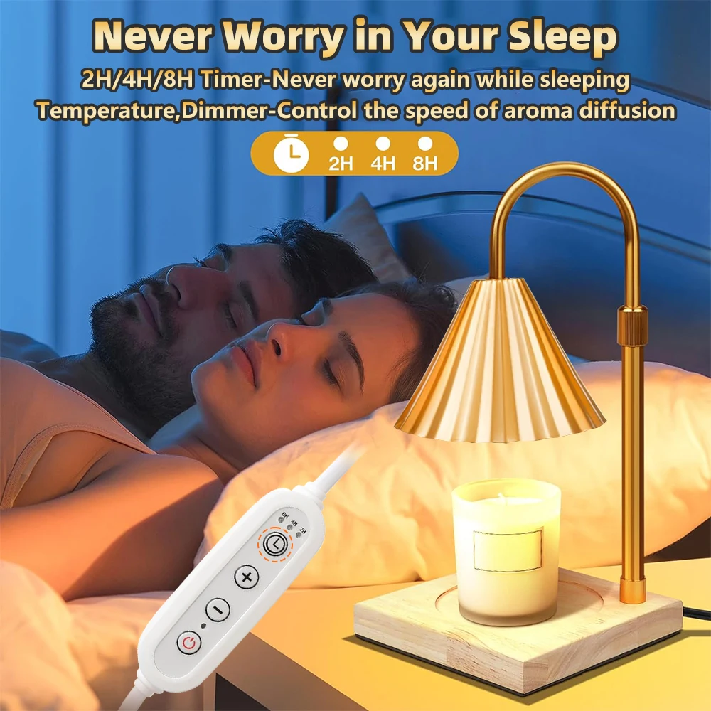 Candle Warmer Table Lamp Aromatherapy Candlestick Night Light Bedroom Bedside Desk Lamp Study Office Home Retro Melting Wax Lamp