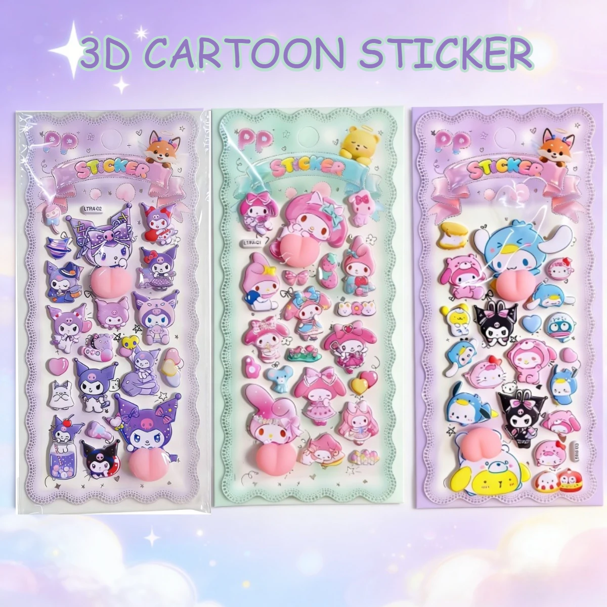 

Cute 3D Stitch Sanrio Puffy Butt Stickers 2026 New Style, Cartoon Decor Stickers for Phone Case Scrapbook Journal