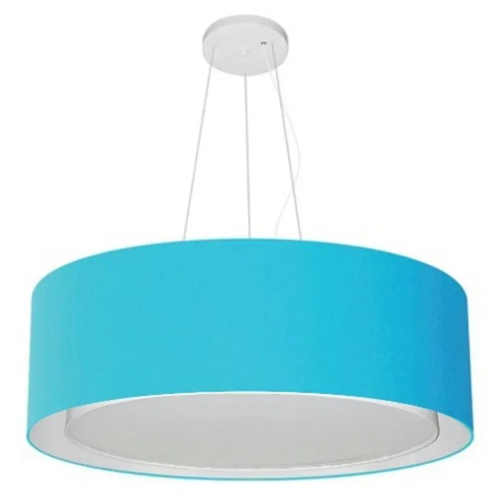 Md-4126 Double Cylindrical Pendant Chandelier Dome Fabric 80x30cm Turquoise Blue-Bivolt