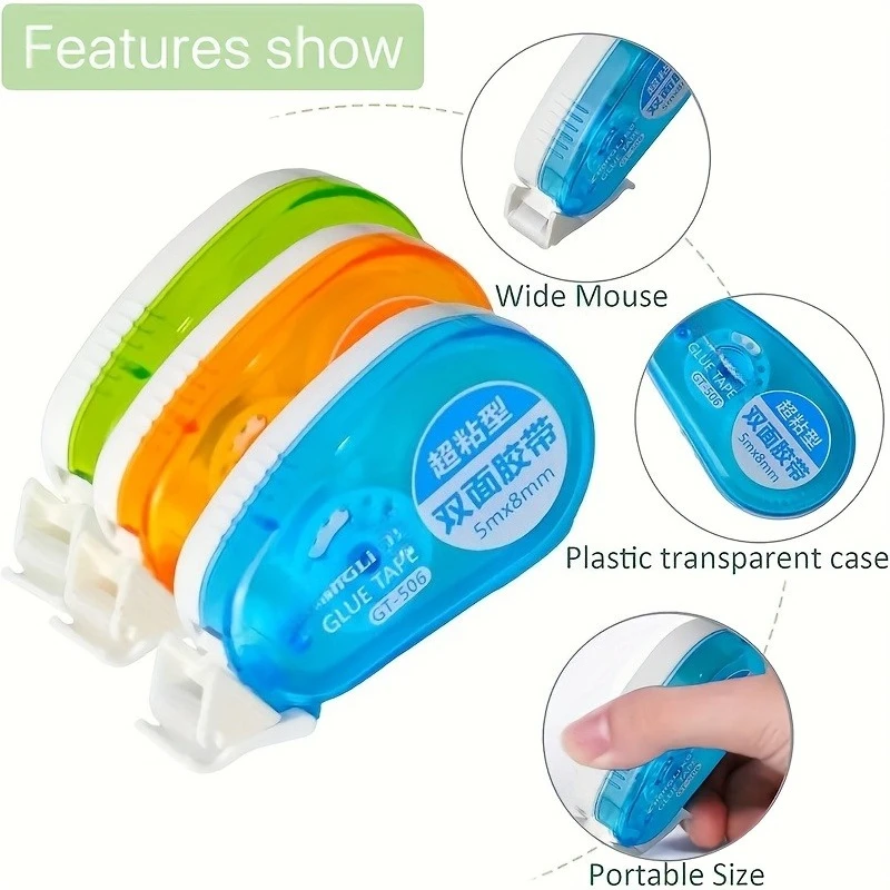 高粘度両面テープ 8mm×5m スクラップブッキング、クラフト、手作りオフィス文具、事務用品に最適