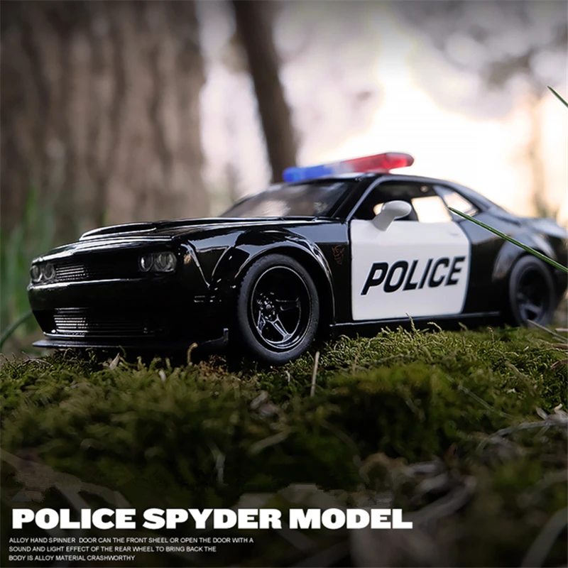 1:36 Dodge Challenger Muscle Sports Alloy Car Model Diecast Metal Toy Police Vehicles Car Model Simulation Collection Kids Gift