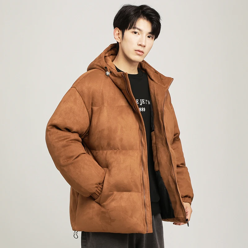 

Thicken Solid Color Men's Parkas Oversized M-5XL Warm Cotton Padded Jackets 2023 Winter Loose Down Coats Windproof Tops Clothing