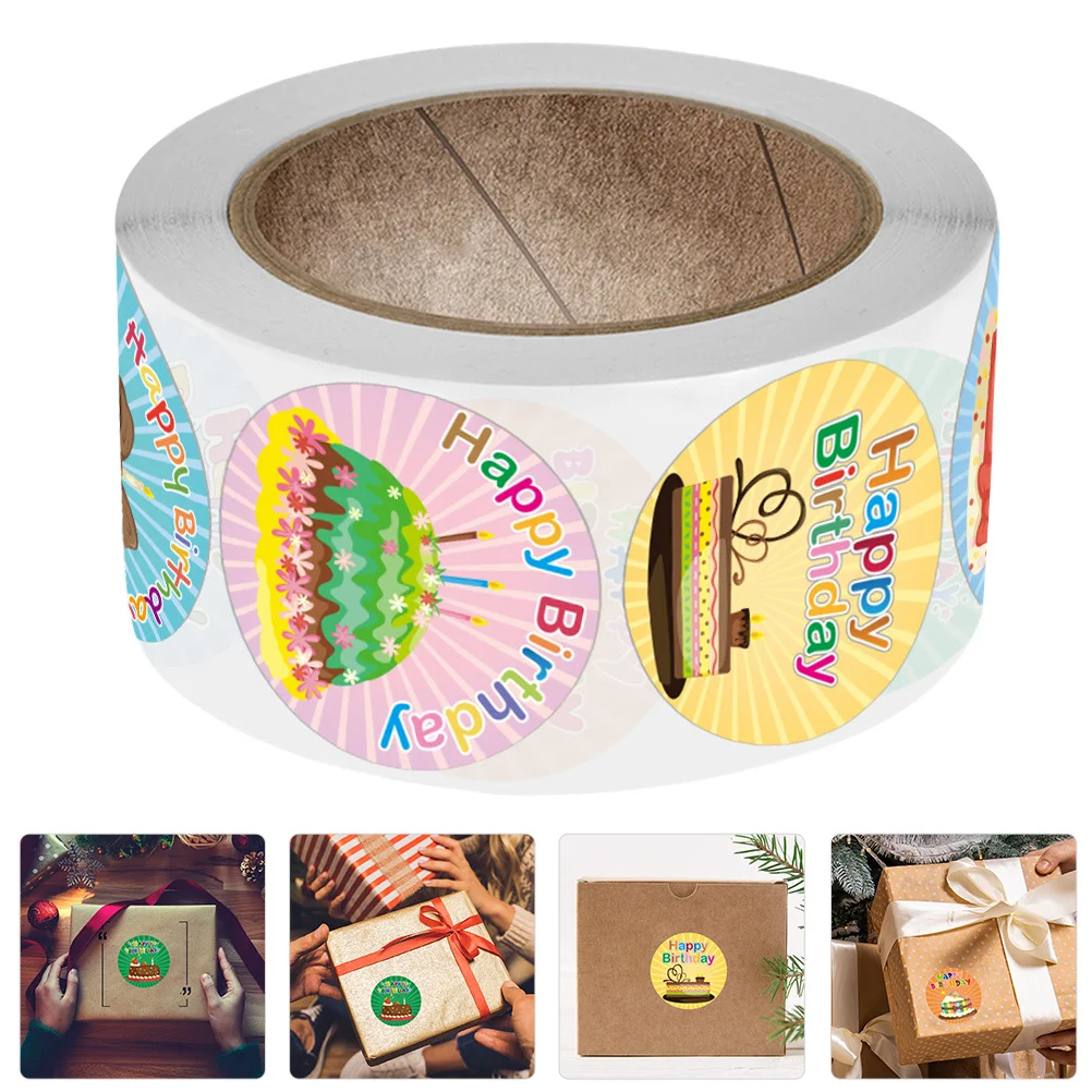 

500Pcs Birthday Stickers Unique Festival Gift Label Stickers for Notebook Gift Box Sealing Decoration Party Supplies