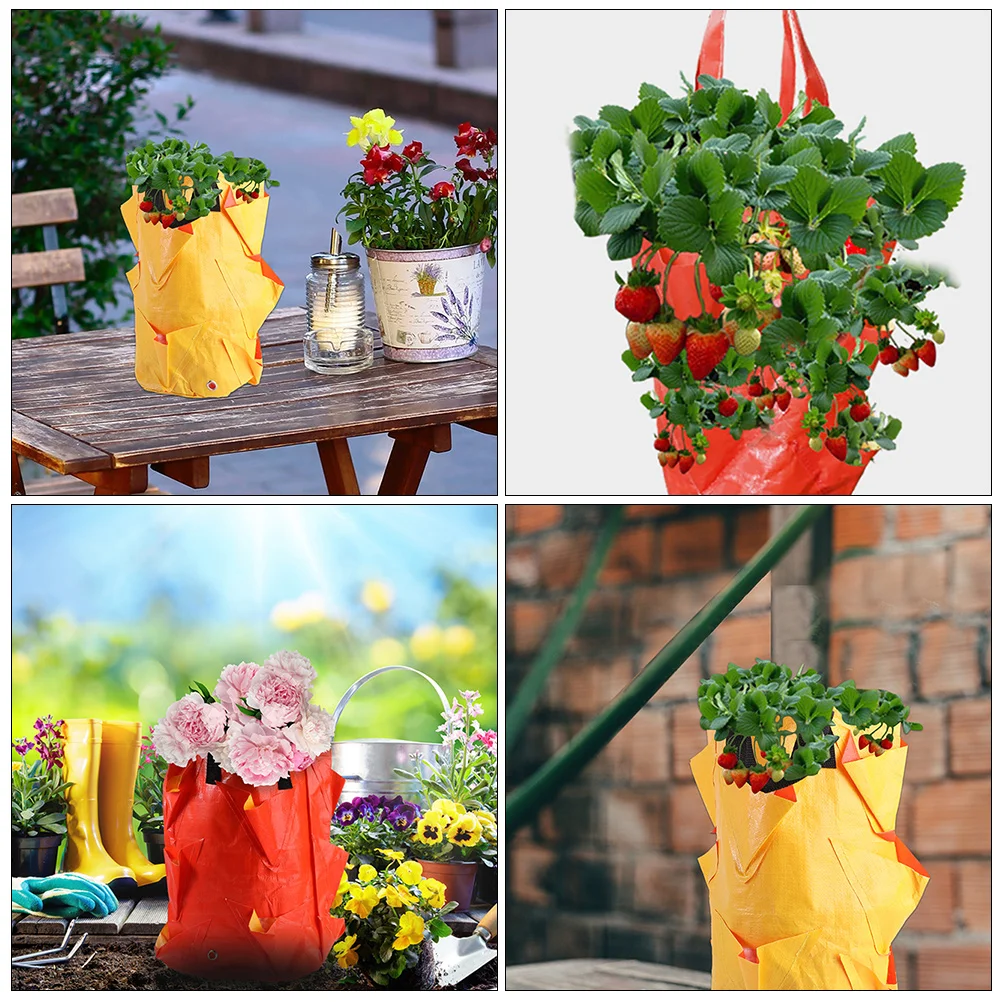 

2pcs Triangle Pocket Hanging Planter Vertical Planting Bag Garden Herbs Succulents Flowers Reusable Grow Bag With Handles