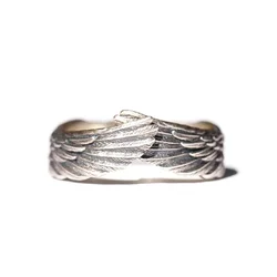 Guardian Angel Wings Hug Ring for Women Retro Punk Stainless Steel Jewelry Adjustable Lucky Amulet Finger Accessories Gifts