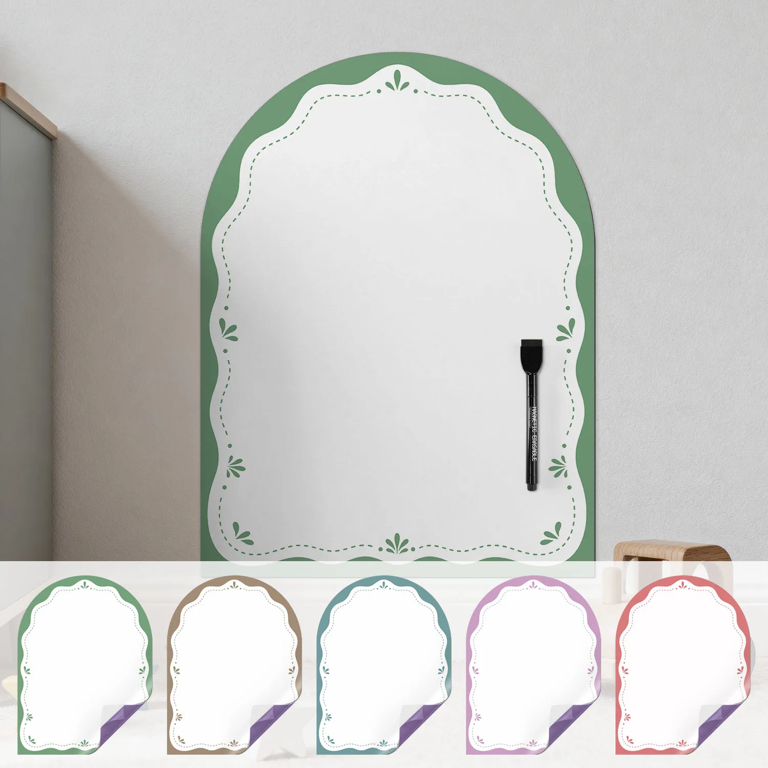 Arch‑Shaped Dry Erase Board Sticker 11.8×15.7 Inch Reusable No‑Residue Self‑Adhesive Wall Decal For Workplace Apartment