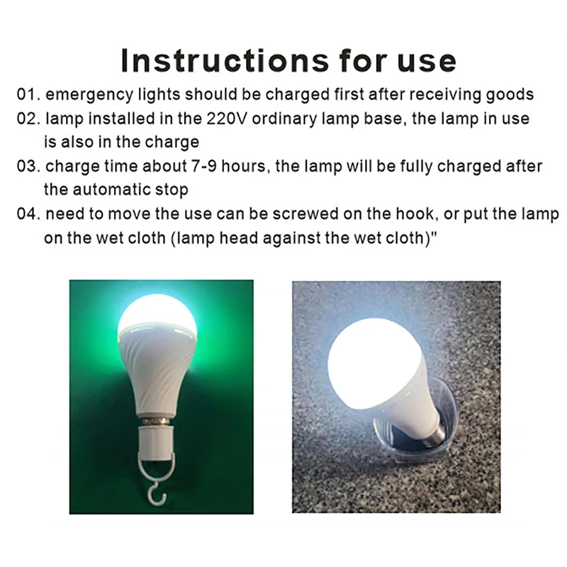 1Pcs Outdoor Camping LED Rechargeable Emergency Light Operated White Light Warm Light Bulb Battery Light Home Lights Up Light