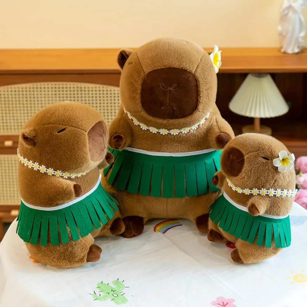 

Kawaii Капибара плюшевая кукла с пляжной юбкой, пушистая кукла с полным наполнением, плюшевая кукла 20/30/40 см, имитация животного, подарок