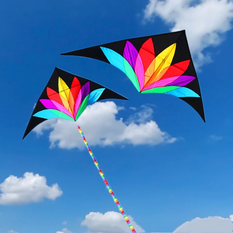 Cometa delta arcoíris de 2m para niños, pipas con cola de 10m, juguete para niños, fábrica de cometas weifang, puf de viento, paleta meteorológica, dragón de papel