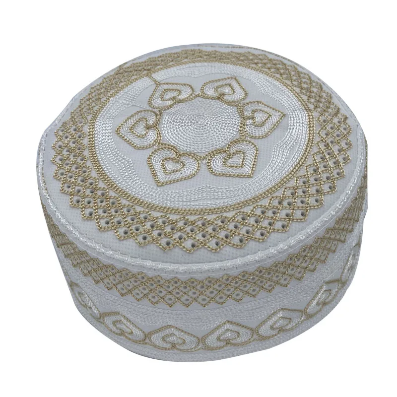 Chapéu de oração muçulmano masculino chapéu de algodão bordado arábia saudita chapéus islâmicos topkippot turbante musulman judeu kippah homme hat