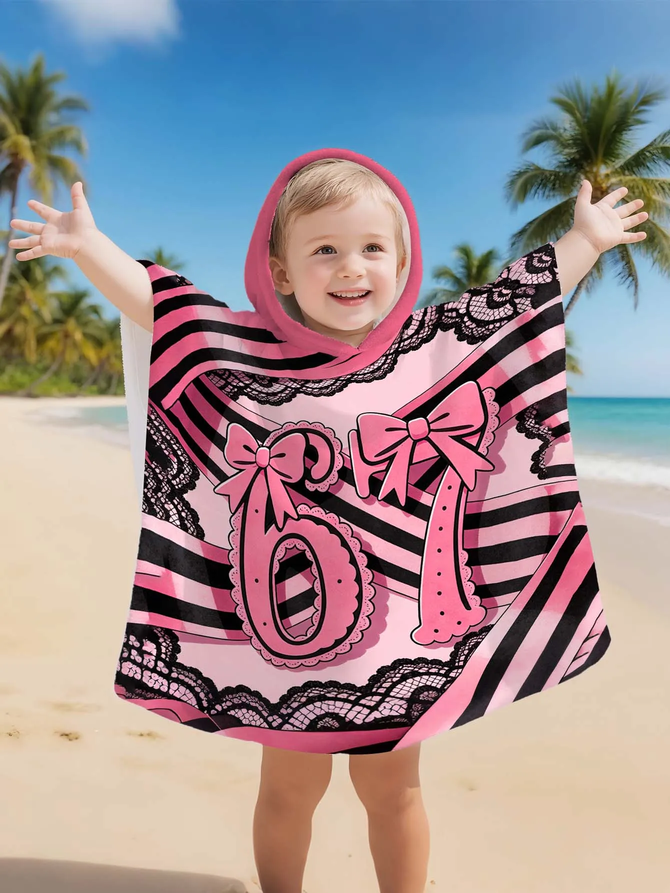 Peignoir d'amitié Bowknot&67, peignoir doux, super absorbant, boutons latéraux, adapté pour la plage, la piscine, le camping en bord de mer, pour fille de 2 à 11 ans