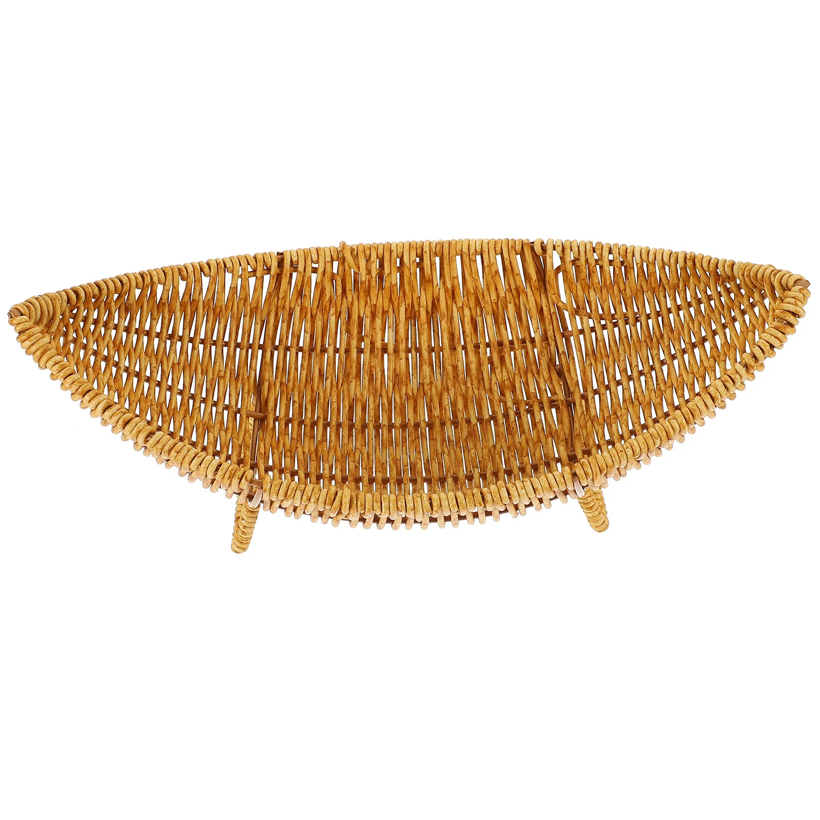 

1pc Snack Basket Imitation Rattan Fruit Storage Tray Household Bread Container Dried Fruit Holder Decorative Woven Basket For