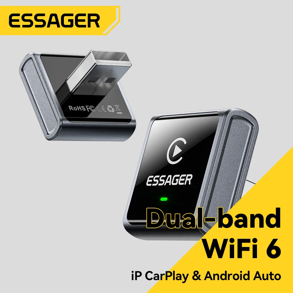 

Essager USB Wireless CarPlay Adapter for iPhone ＆Android Smart CarPlay Box Car Intelligent Systems For Car With Wired CarPlay