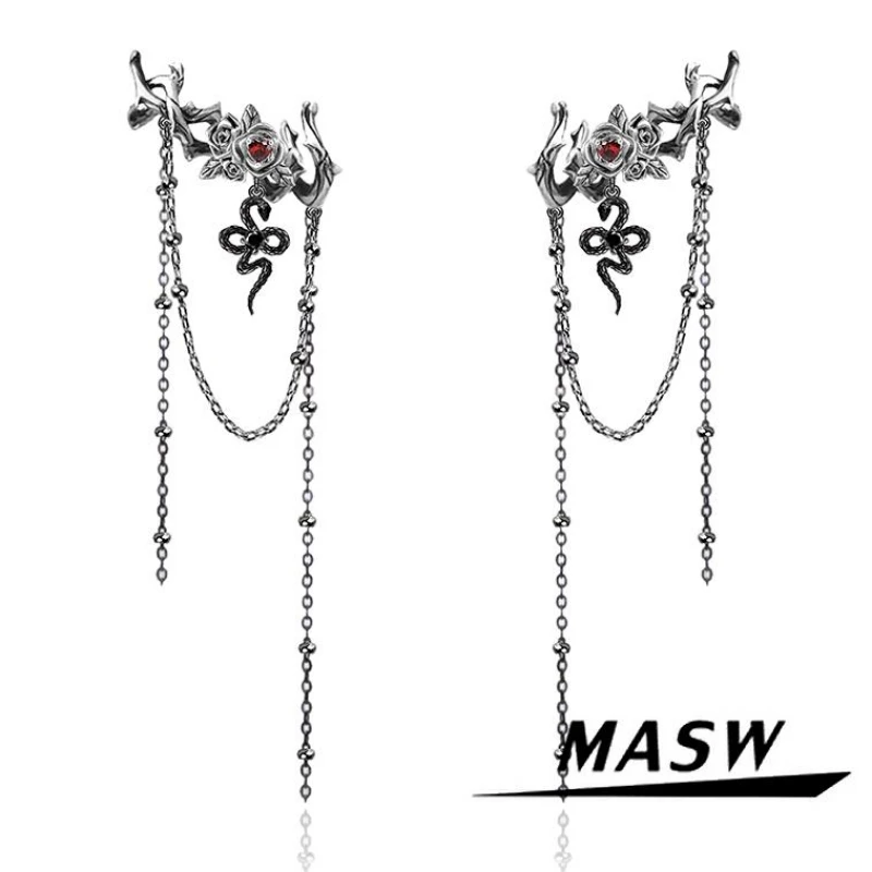 

MASW Original Design 2024 New Trend Cool Style Hiphop Snake Clip Earcuff Earrings For Women Girl Gift Modern Jewelry Accessories