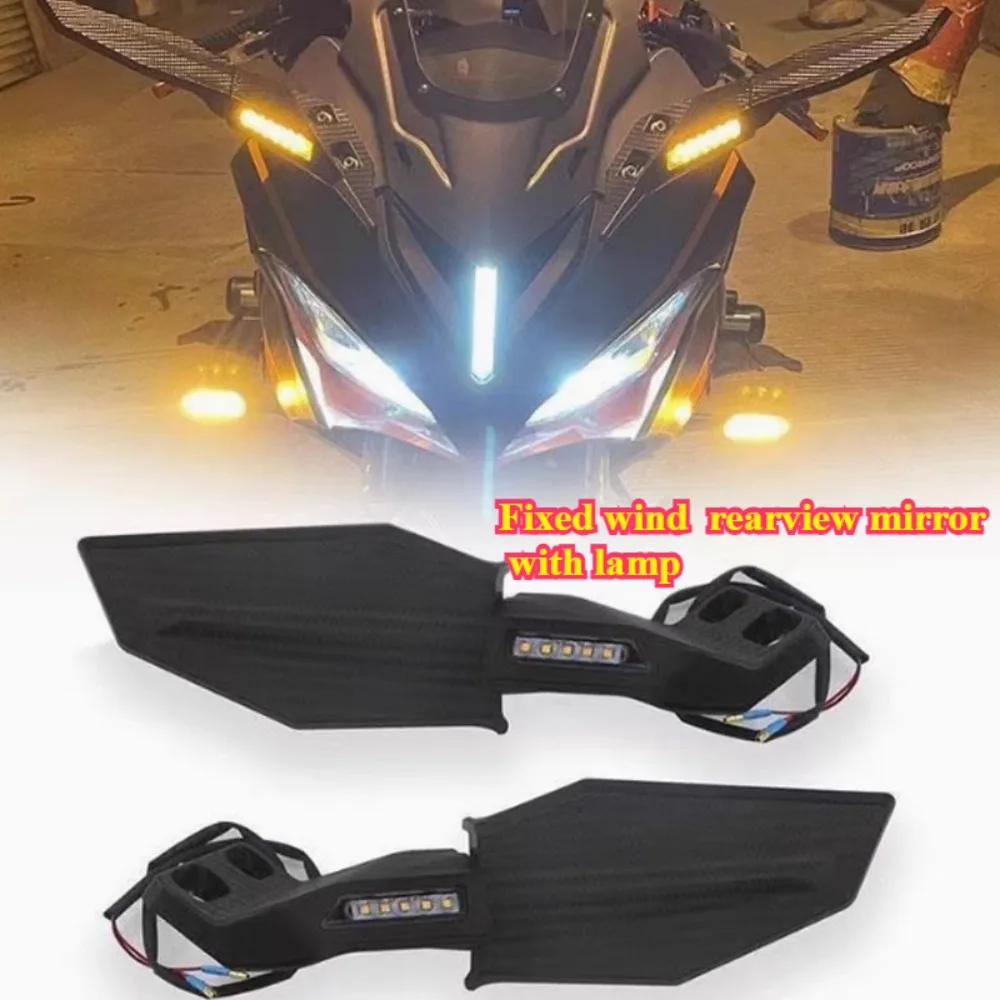 

A Pair Motorcycle Wind Wing Side Rearview Mirror with Turn Signal Lamp for CFMOTO 450 SR 450SR Yamaha Kawasaki Ninja 400 Ducati