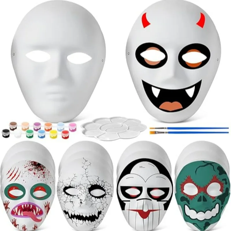 

Halloween DIY White Mask Fox Men Women Face Paintable Blank Paper Masks Happy Festival Celebration Elastic Rope Face Shield Prop