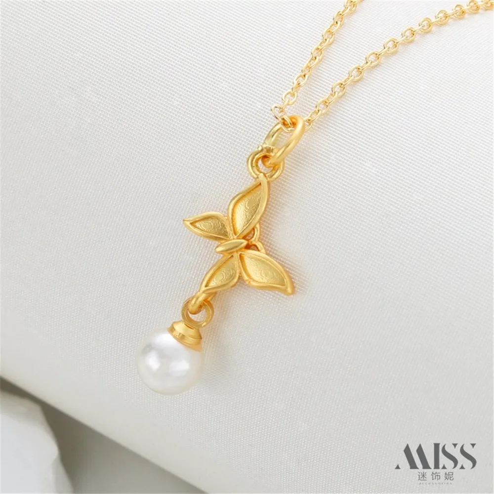 18K Gold Clad Matte Gold Antique Gold Butterfly Pendant Diy Handmade Pearl Necklace Bracelet Pendant Jewelry Accessories