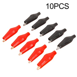 Nickel Plated Crocodile Clips 5A 10PCS With Sheath 28MM Red Black Test Clip For Battery Circuits Automotive DIY Electrical