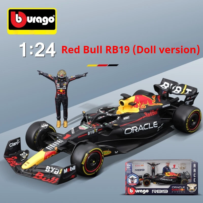 Bburago 1:24 Max Verstappen Doll And F1 Red Bull Rb19 Alloy Car Diecast Model Licensed Alloy Luxury Vehicle Kids Gift