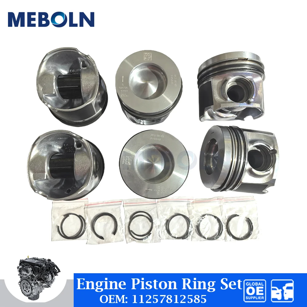 

STD 6 Pcs Engine Piston With Ring Set For BMW N57 D30A X3 X4 X5 X6 3.0L L6 Diesel Car Accessories OE 11257812585 11257805329