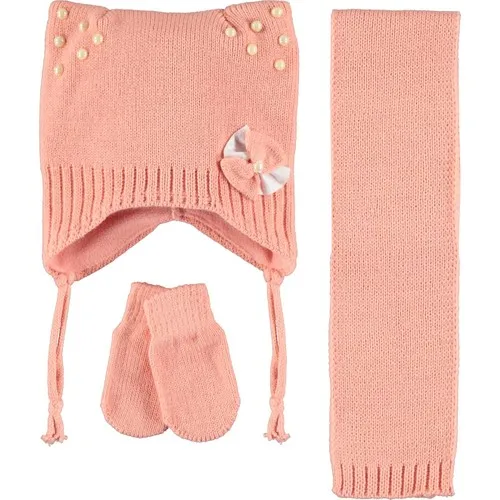 Kitti Baby Girl Scarf Beanie Gloves Set 0-18 Month Yavruağzı