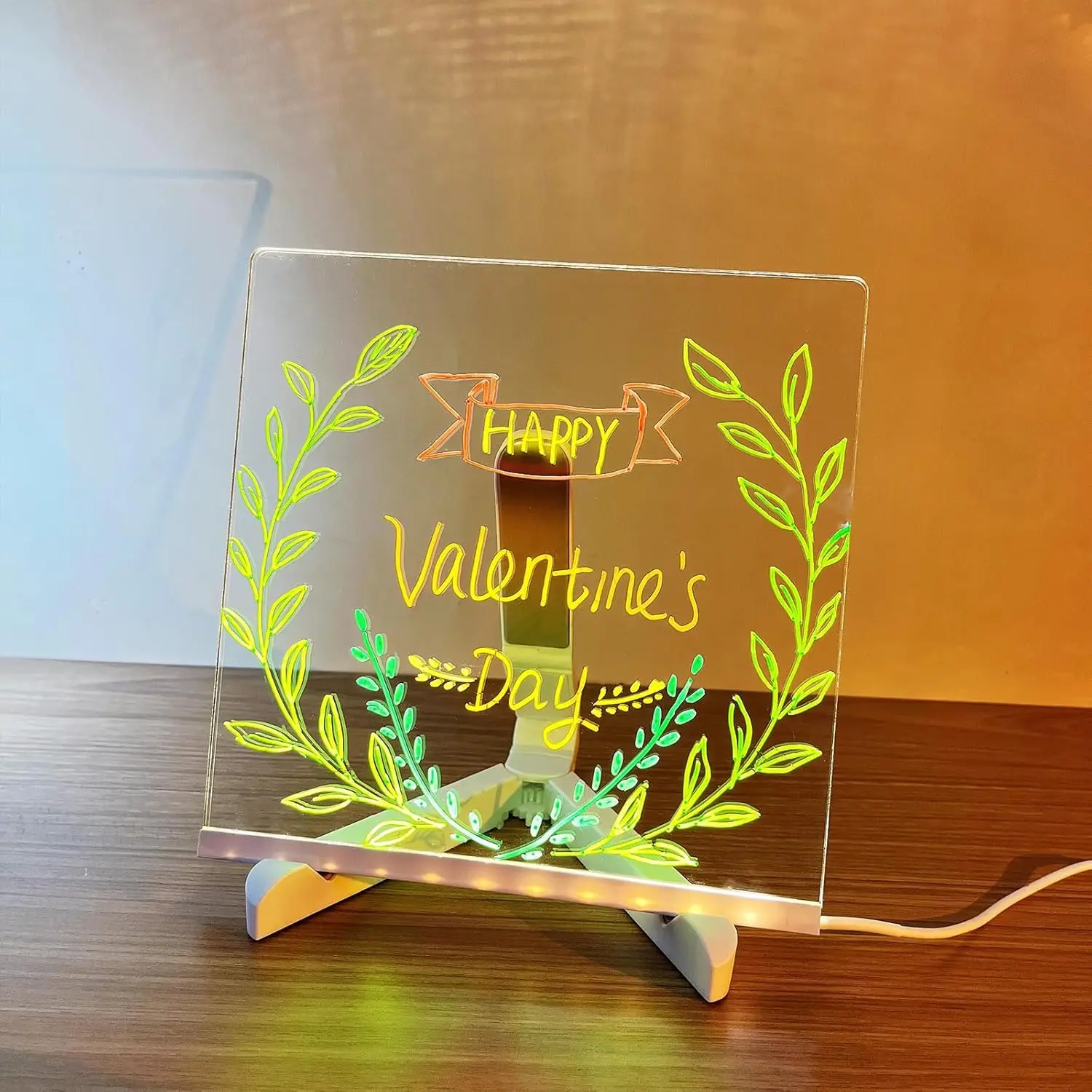 LED Lamp Note Board Erasable Acrylic Children‘s Drawing Board With 7 Colors Pen Bedroom Night Light Birthday Kids 15/20CM