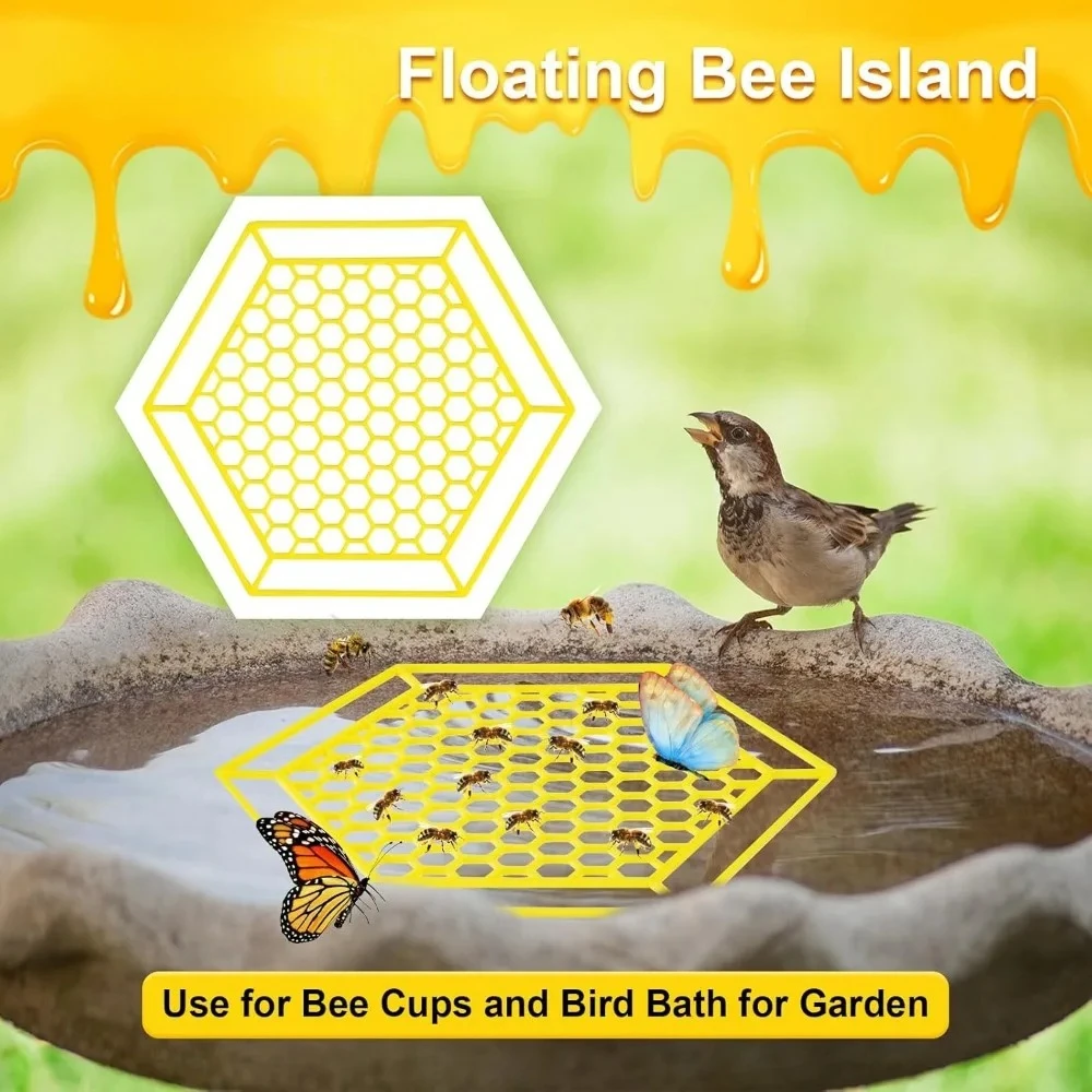 Outdoor Bee ABS Tray Bee Watering Station Honeycomb Design Convenient Practical For Outdoor Garden Thirsty Bee Butterfly Holder