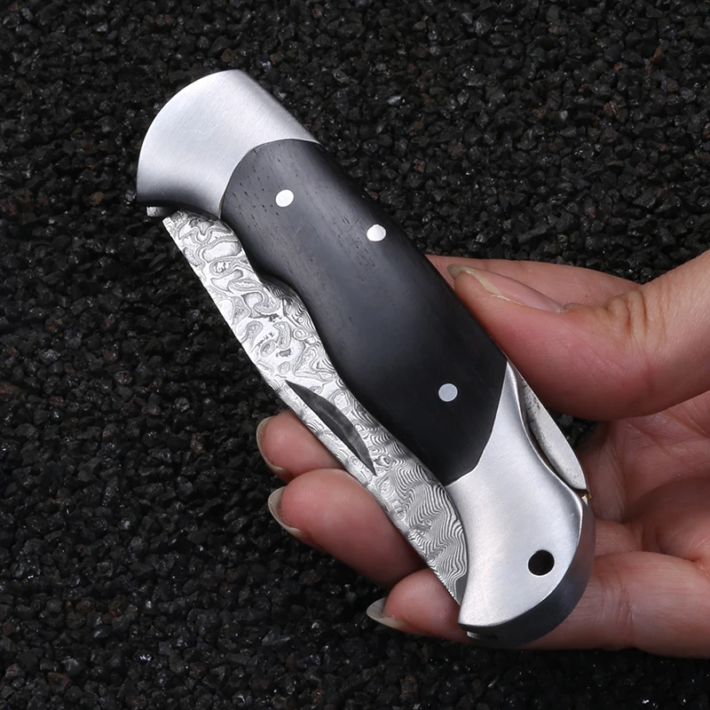 Damascus Steel knife High hardness forging portable folding knife High-grade stainless steel folding fruit knife paring knife