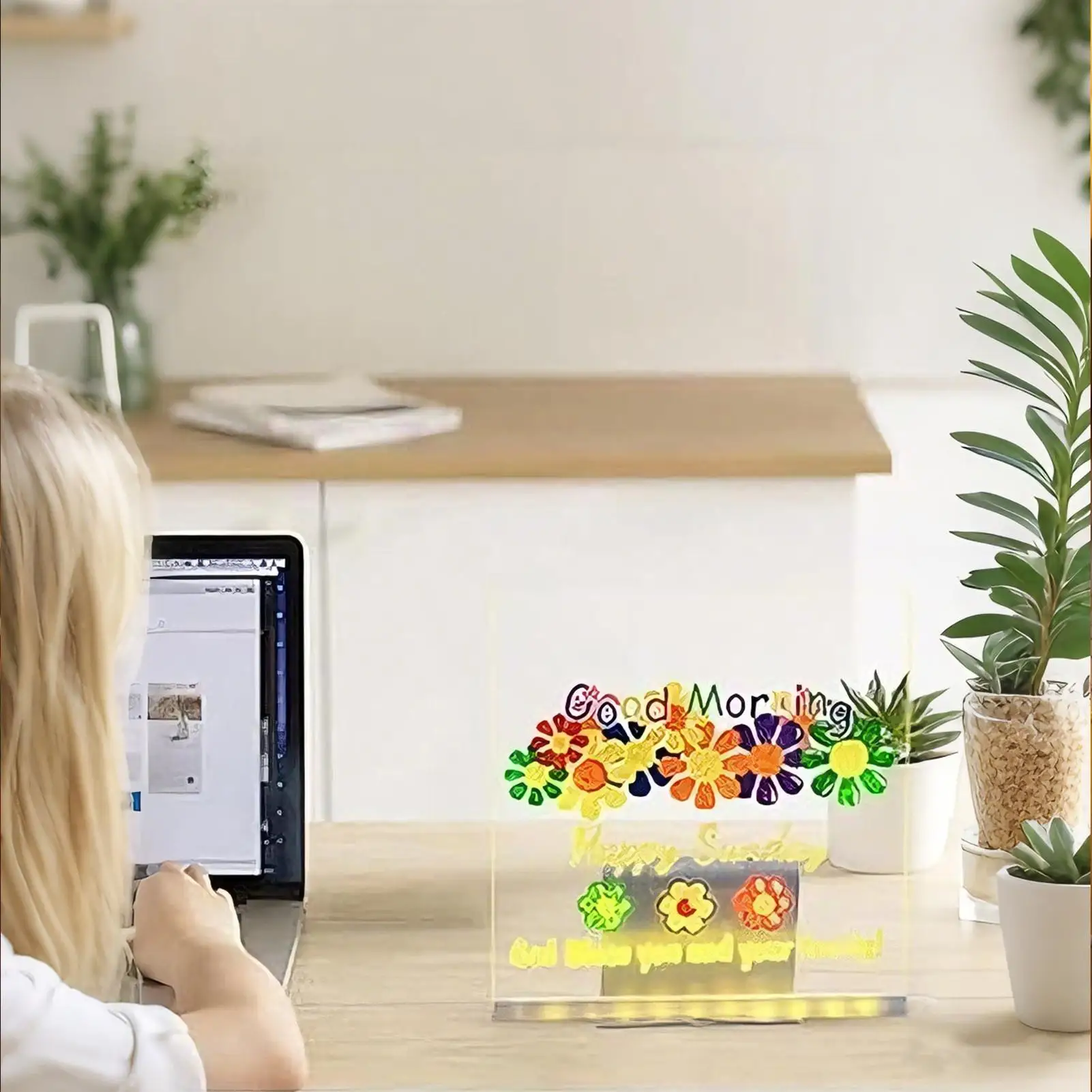 LED Drawing Board Dry Erase USB Adjustable Stand Colorful Crafts Toys With 7 Colors Pen LED Light Up Drawing Board For Night