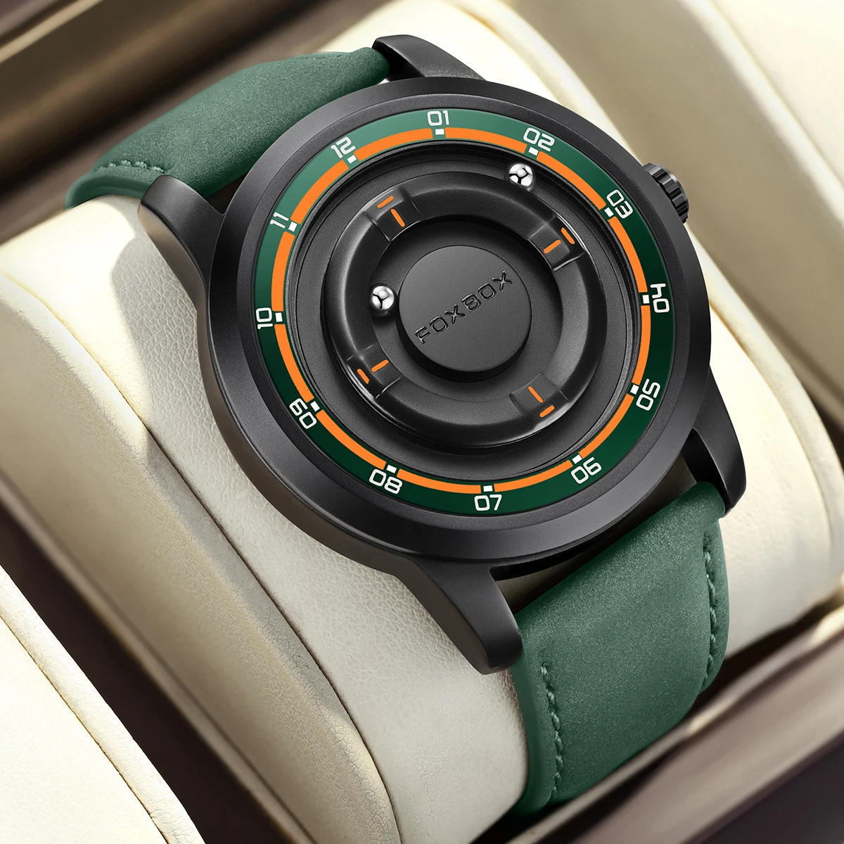 LIGE Brand FOXBOX Magnetic Quartz Man Watch Fashion Luxury Casual Sports Leather Clocks Srolling Bead Waterproof Watches for Men