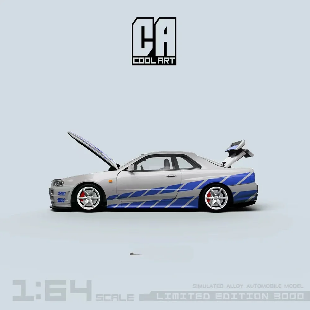 Cool Art  1:64 Skyline R34 Z-Tune FNF Silver-Blue Diecast Model Car