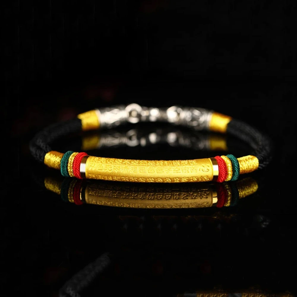 Hand-woven Tibetan Bracelet Colorful Thread Lucky Charm Rope Prajna Heart Sutra Bangles For Women Men Knots Red Thread Bracelets