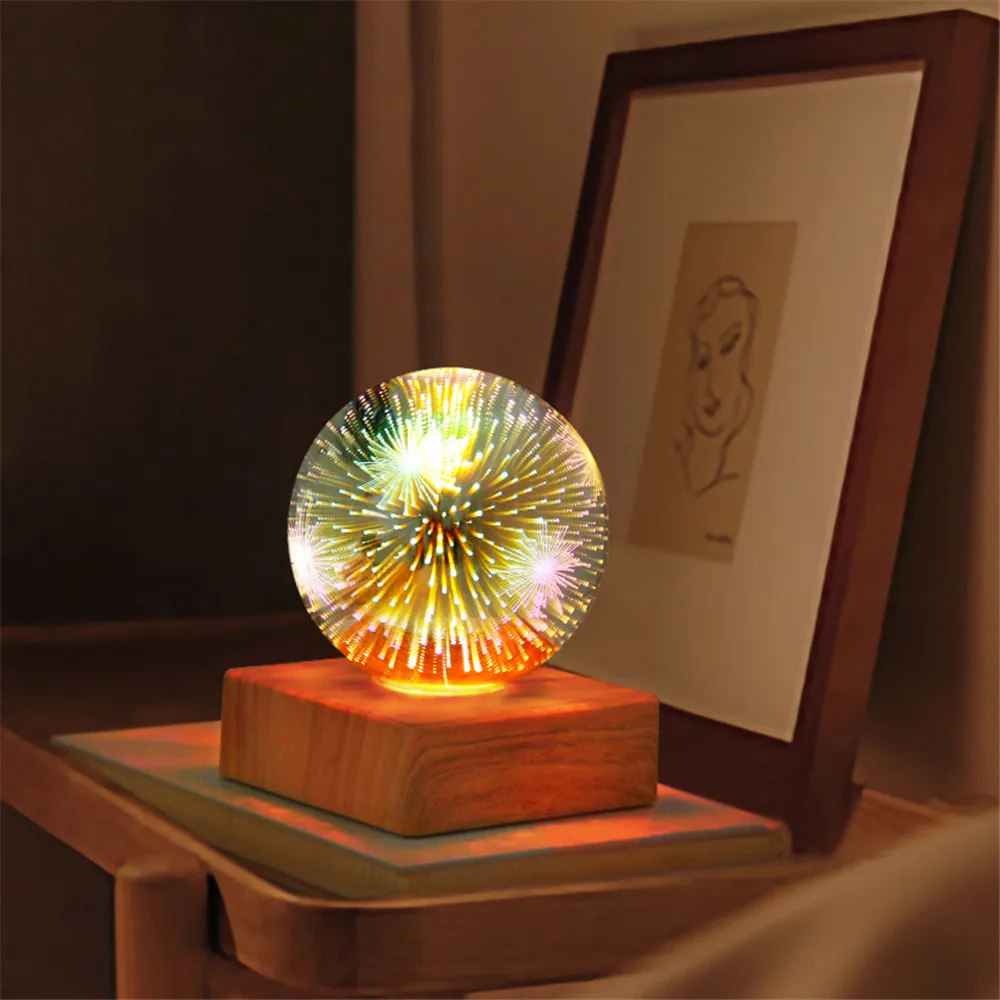 

C2 LED 3D Firework Night Light Colorful Atmosphere Table Lamp Pendant Light Glass Ball Home Decoration Starry Sky Night Light