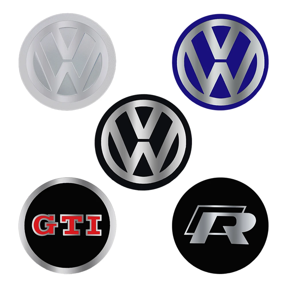 4PC Car Wheel Center Hub Caps Badge Sticker Wheel Stickers For Volkswagen VW Golf Polo Tiguan Passat B6 Jetta Touran CADDY GTI