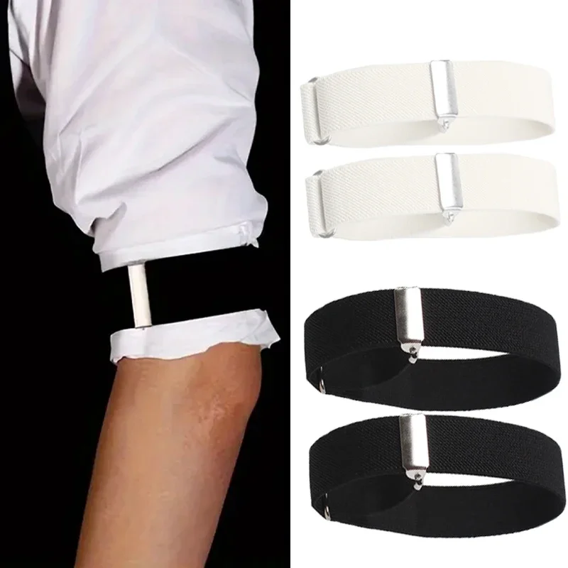 1 زوج شارة مرنة قميص كم حامل النساء الرجال موضة قابل للتعديل الذراع الأصفاد العصابات لحفل الزفاف الملابس والاكسسوارات