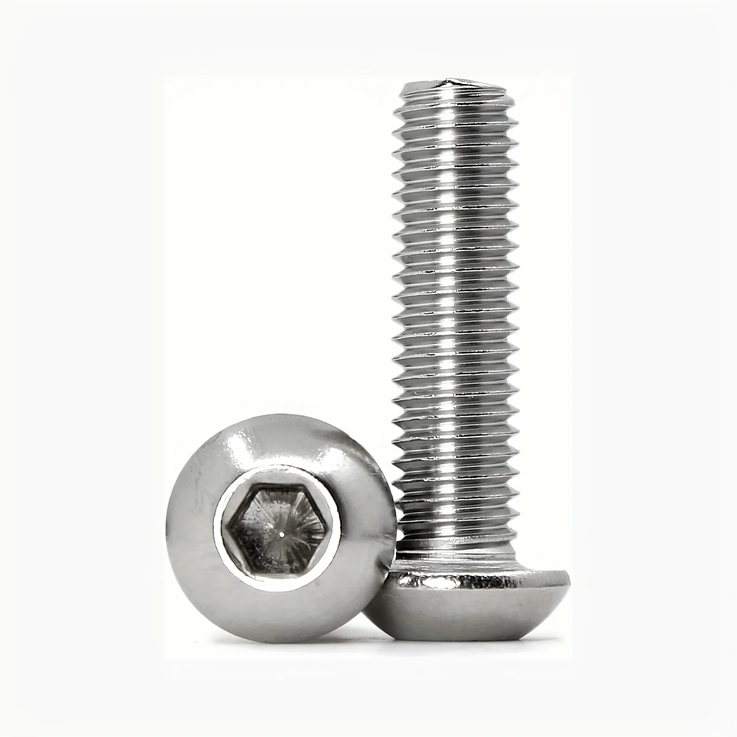 1/4-20 Button Head Socket Cap Bolts Screws, 304 Stainless Steel 18-8, Allen Hex Drive, Fully Machine Thread, Bright Finish,